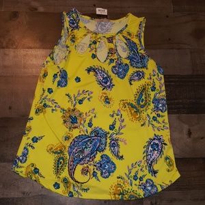 NWT Coco"s yellow open tear drop shirt